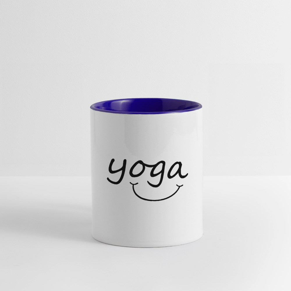 Yoga with a Smile Mug - white/cobalt blue