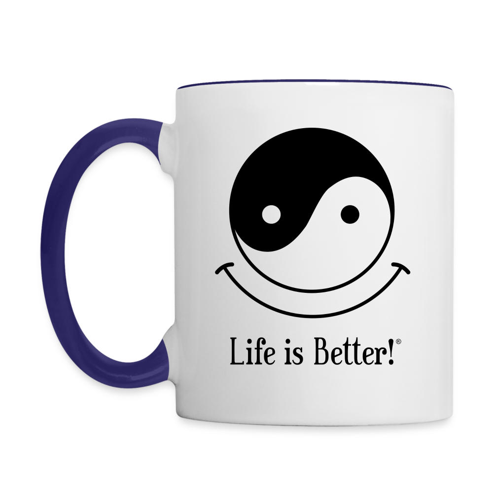 Yin and Yang Life is Better!® Mug - white/cobalt blue