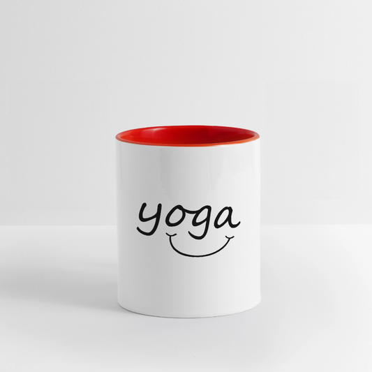 Yoga with a Smile Mug - white/red