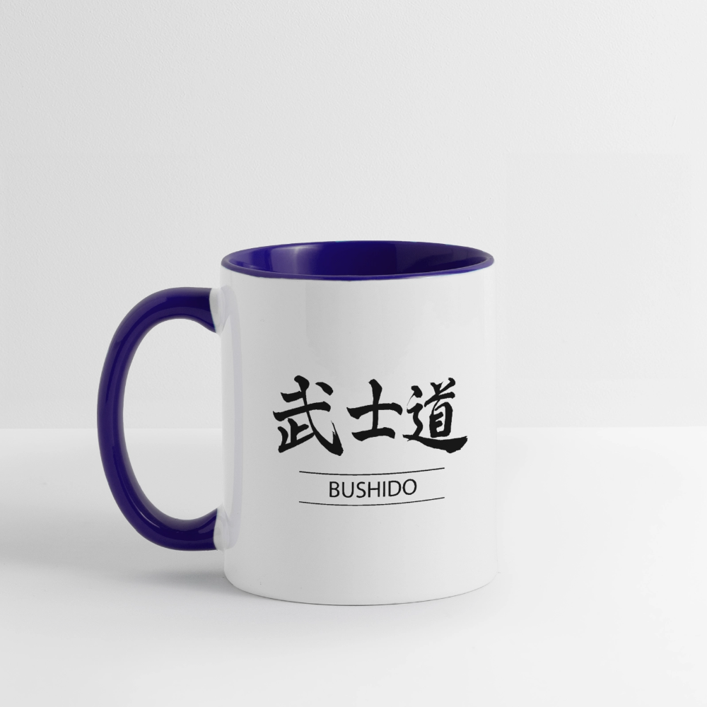 Bushido Kanji Coffee Mug - white/cobalt blue