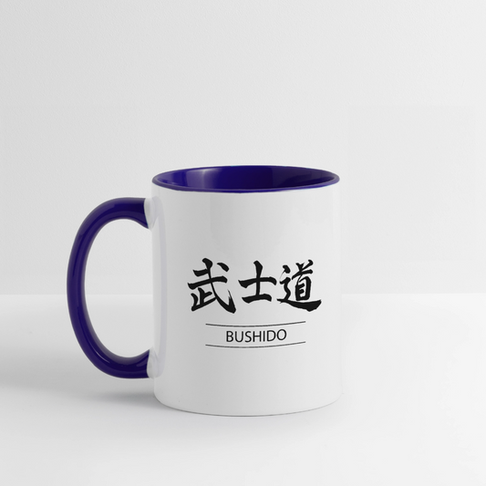 Bushido Kanji Coffee Mug - white/cobalt blue