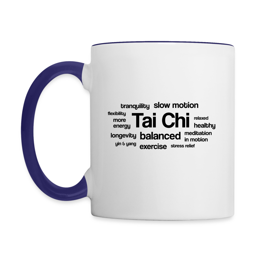 Tai Chi Health Benefits Mug - white/cobalt blue