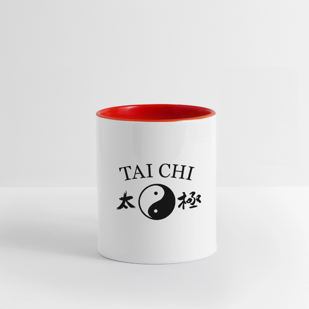 Tai Chi Kanji/Yin and Yang Coffee Mug - white/red