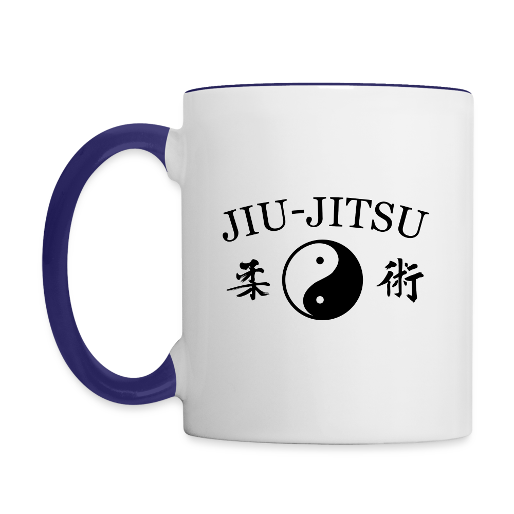 Jiu-Jitsu Kanji/Yin and Yang Coffee Mug - white/cobalt blue