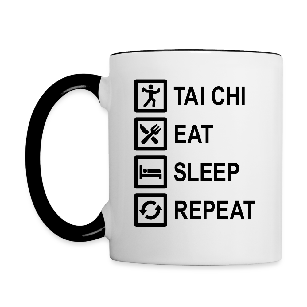 Tai Chi, Eat, Sleep, Repeat Coffee Mug - white/black