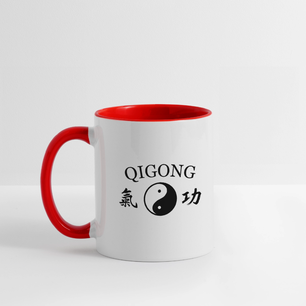 Qigong Kanji/Yin and Yang Coffee Mug - white/red